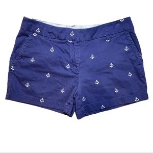 Cambridge Dry Goods Navy Blue White Anchor Nautical Summer Resort Shorts Size 4